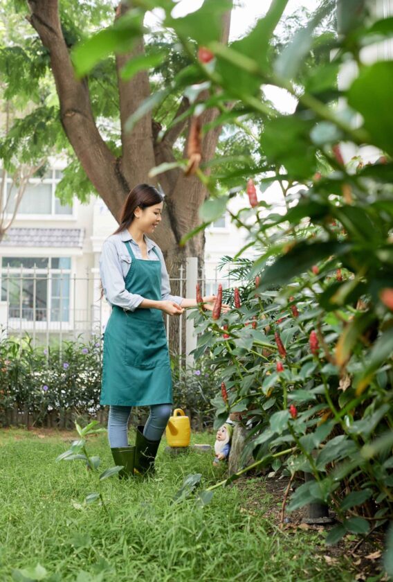 Woman caring for plants